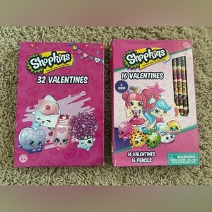 16 Shopkins Valentines Day Pencils & Cards Plus 32 Cards, 2 Packs